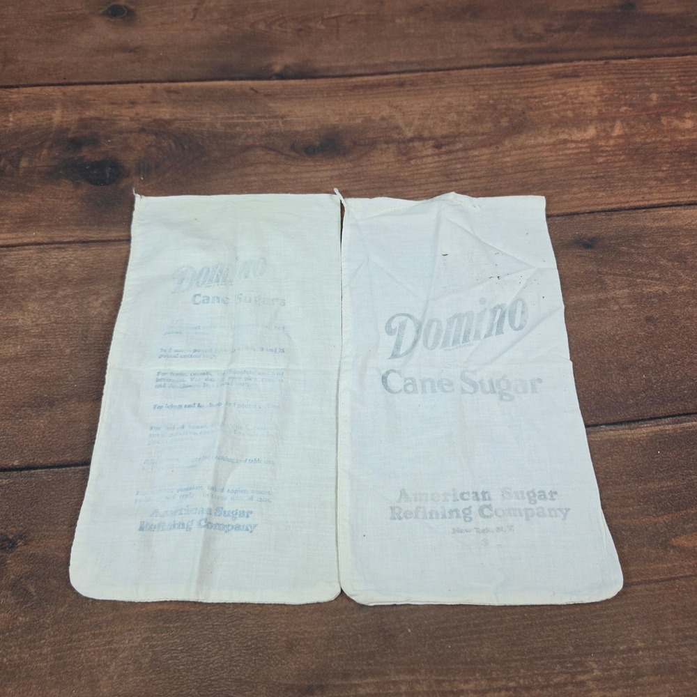 Domino Cane Sugar Bag White Good Vintage American Sugar Refining Company Cloth